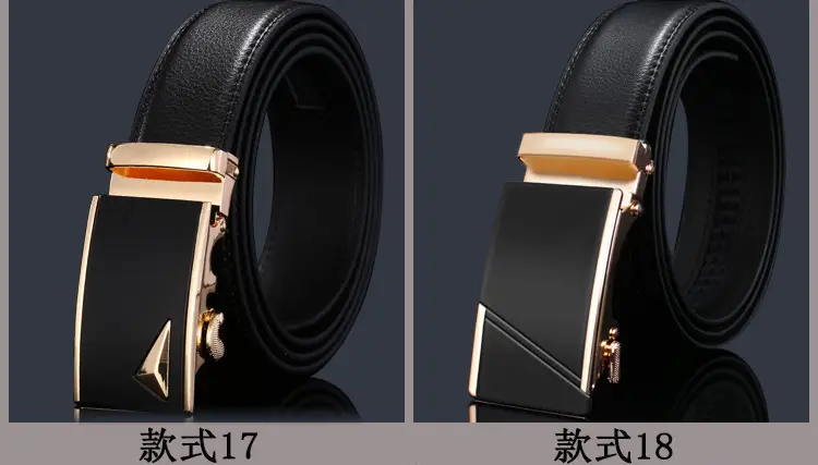 Men's Black Leather Belt with Chrome Buckle — feature 13
