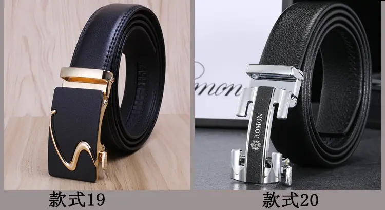 Men's Black Leather Belt with Chrome Buckle — feature 14