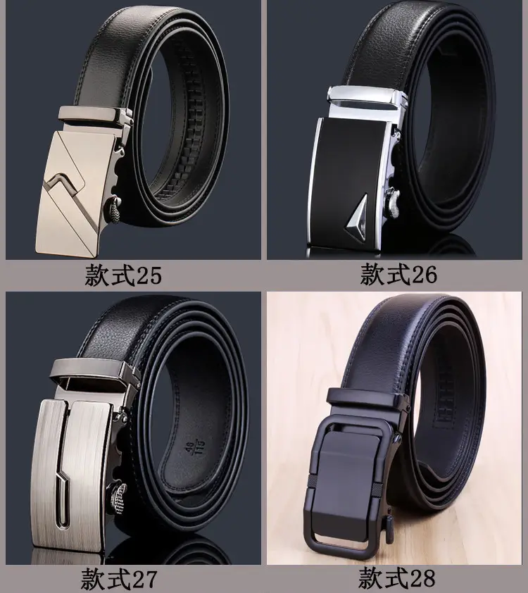 Men's Black Leather Belt with Chrome Buckle — feature 16