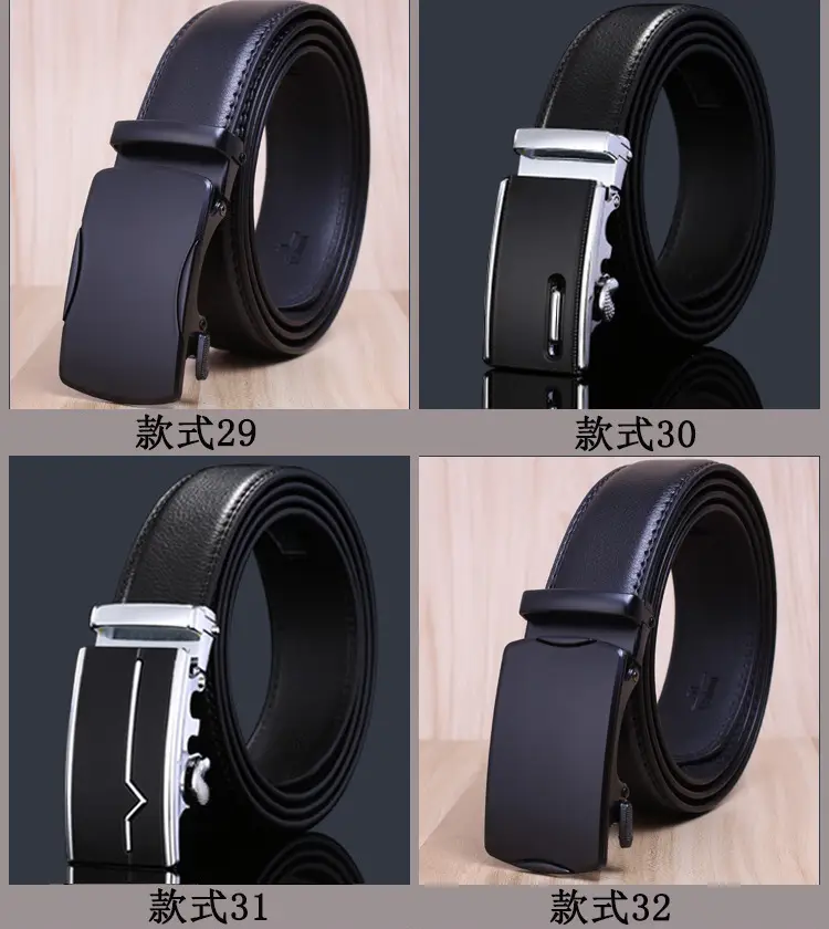 Men's Black Leather Belt with Chrome Buckle — feature 17