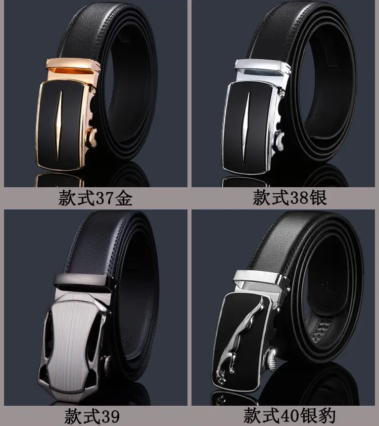 Men's Black Leather Belt with Chrome Buckle — feature 19