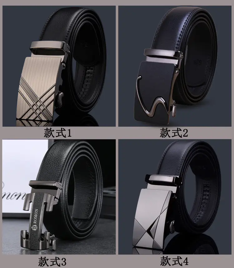 Men's Black Leather Belt with Chrome Buckle — feature 9