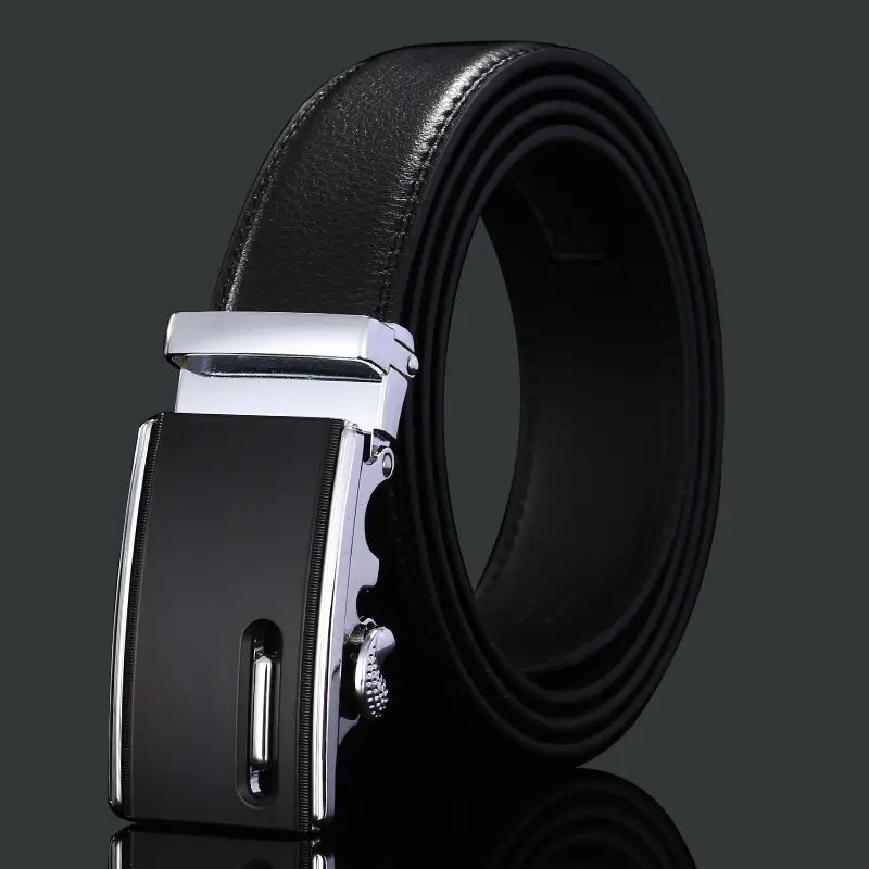 Men's Black Leather Belt with Chrome Buckle - Image 20