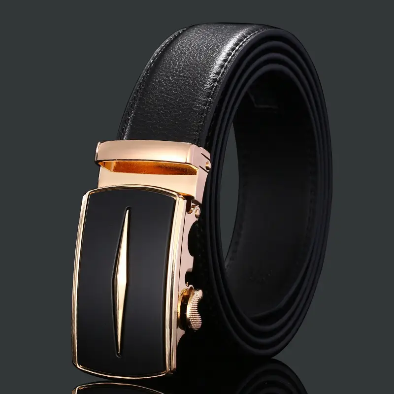 Men's Black Leather Belt with Chrome Buckle - Image 22
