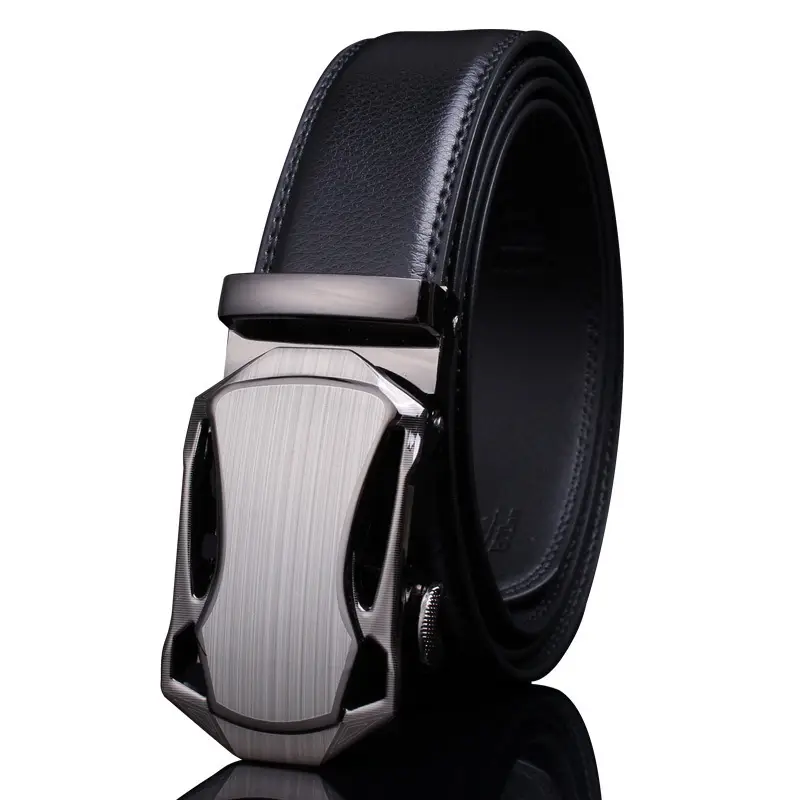 Men's Black Leather Belt with Chrome Buckle - Image 24