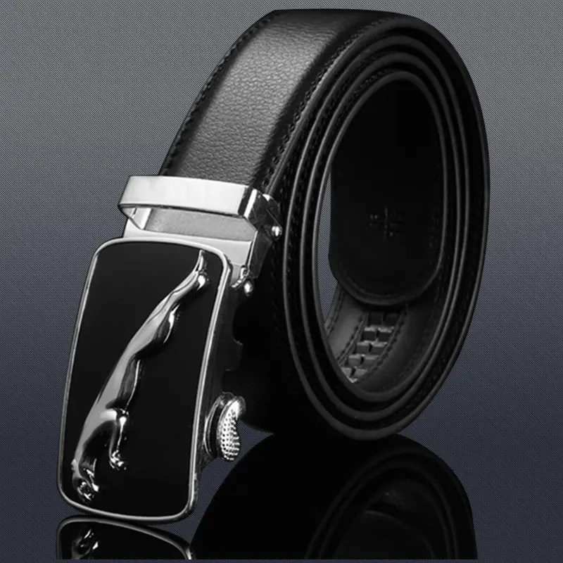 Men's Black Leather Belt with Chrome Buckle - Image 25