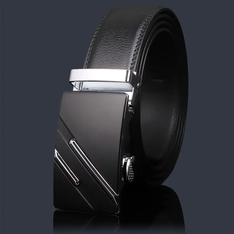 Men's Black Leather Belt with Chrome Buckle - Image 27