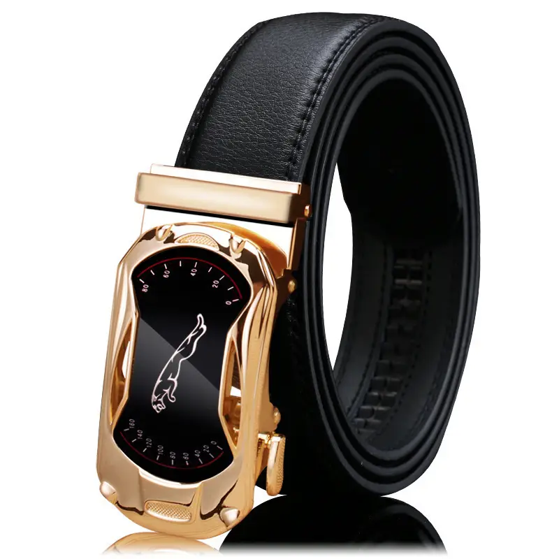 Men's Black Leather Belt with Chrome Buckle - Image 6
