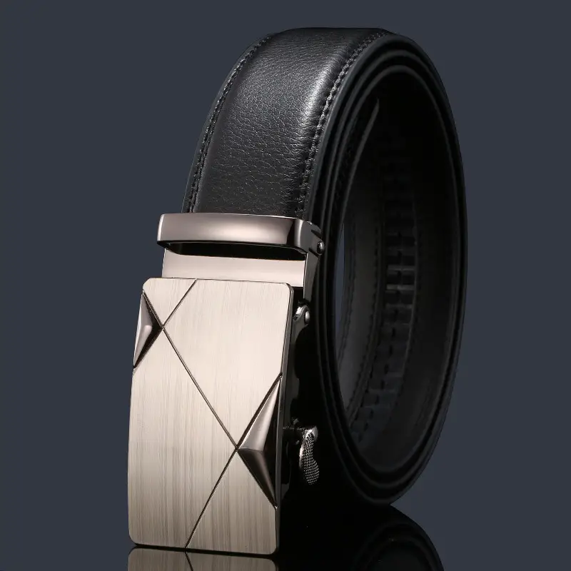Men's Black Leather Belt with Chrome Buckle - Image 9