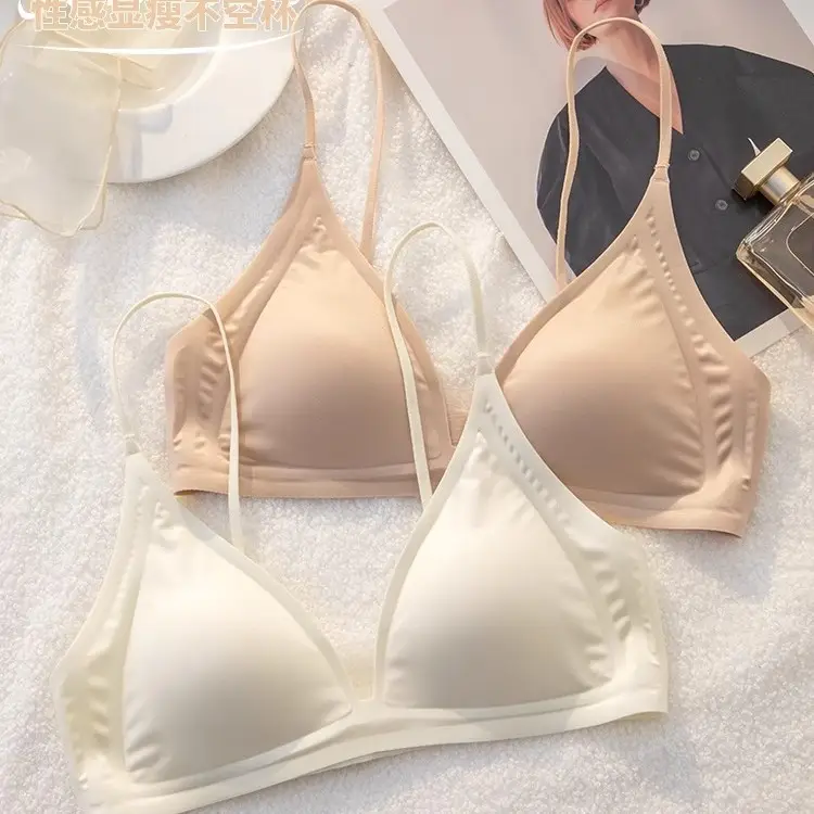 Original French-Style Triangle Cup Bra for Women with Large Busts, Designed to Appear Smaller, Thin Strapless Dress-Specific Thin Breathable Bra