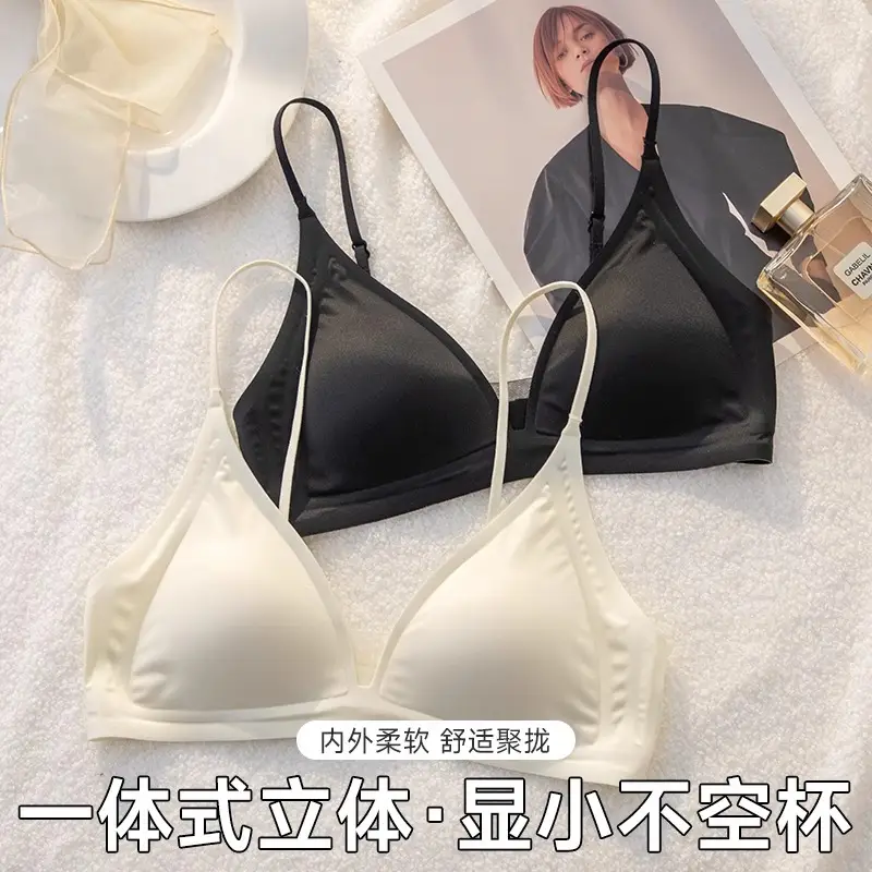 Original French-Style Triangle Cup Bra for Women with Large Busts, Designed to Appear Smaller, Thin Strapless Dress-Specific Thin Breathable Bra