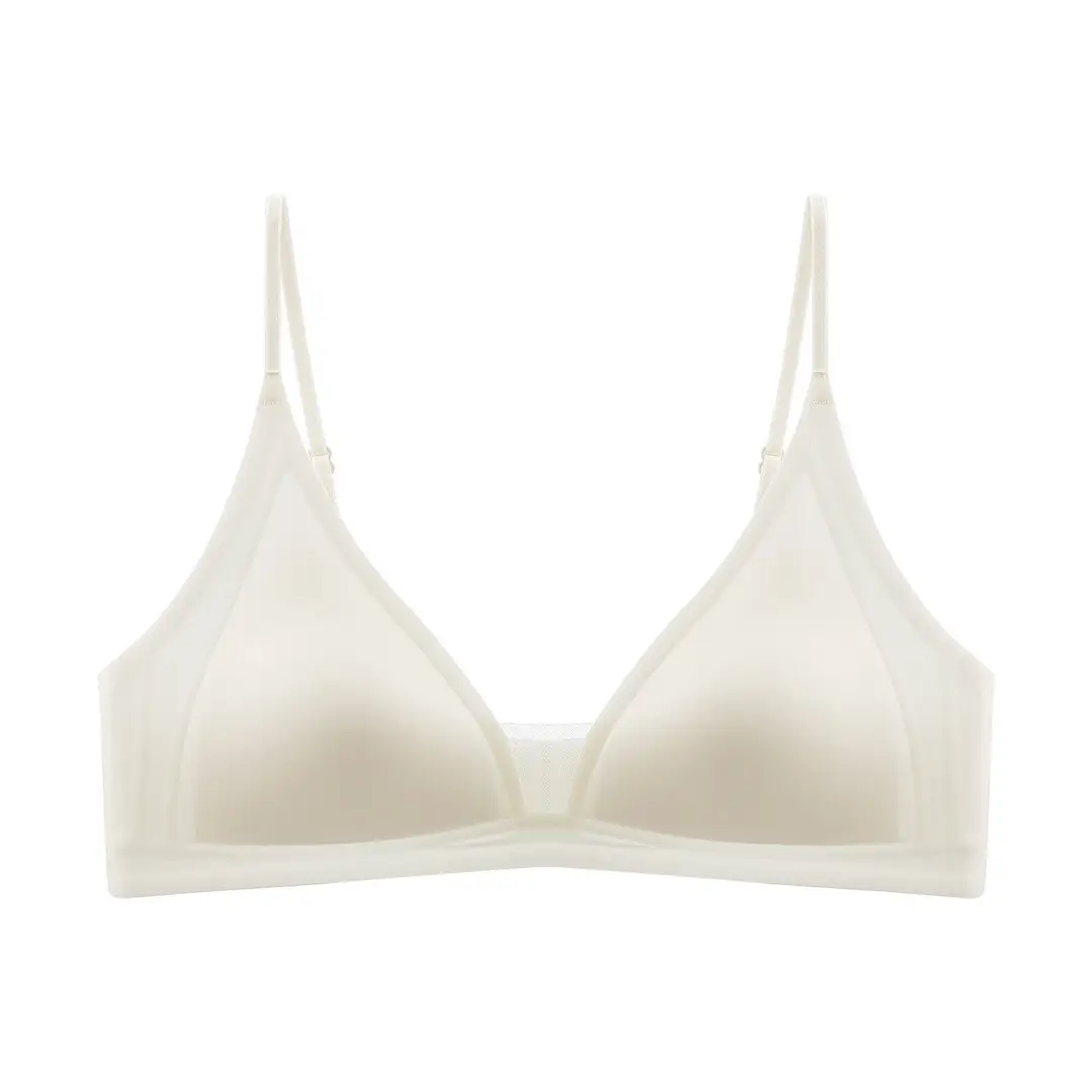 Original French-Style Triangle Cup Bra for Women with Large Busts, Designed to Appear Smaller, Thin Strapless Dress-Specific Thin Breathable Bra