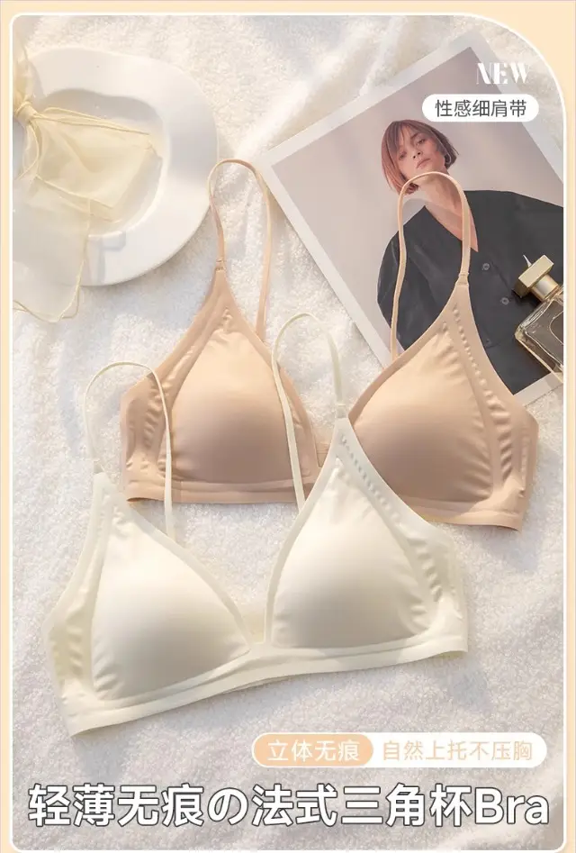 Original French-Style Triangle Cup Bra for Women with Large Busts, Designed to Appear Smaller, Thin Strapless Dress-Specific Thin Breathable Bra — feature 1