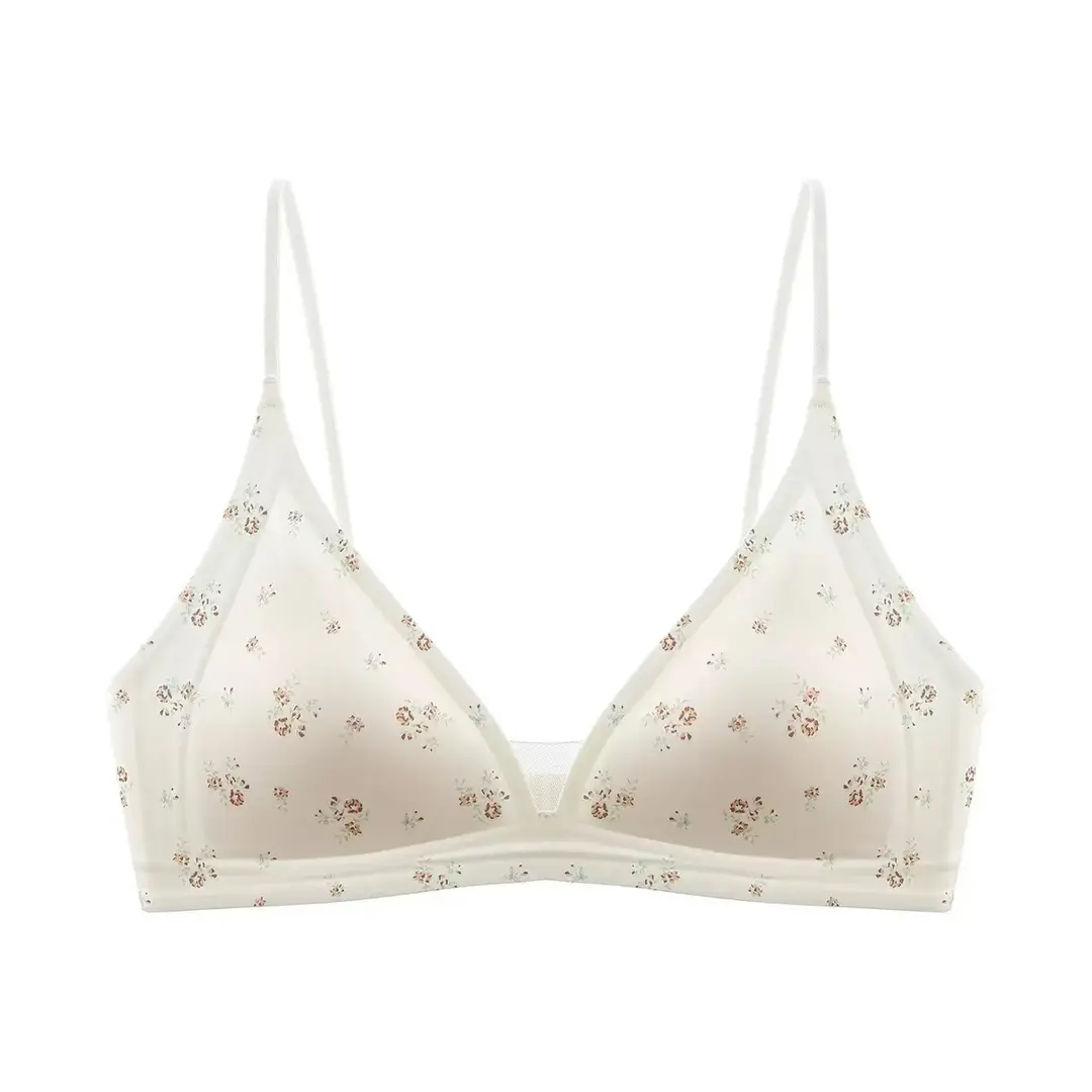 Original French-Style Triangle Cup Bra for Women with Large Busts, Designed to Appear Smaller, Thin Strapless Dress-Specific Thin Breathable Bra