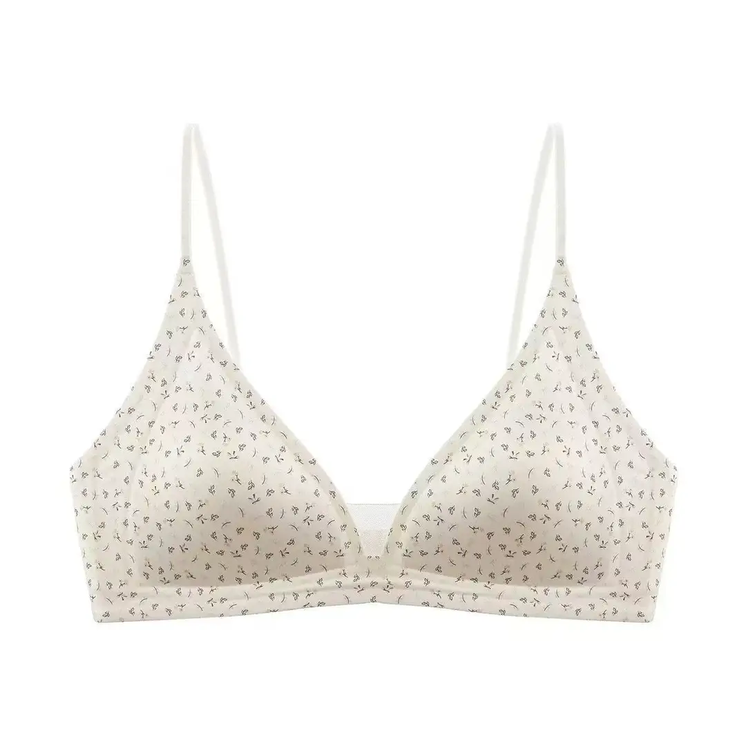 Original French-Style Triangle Cup Bra for Women with Large Busts, Designed to Appear Smaller, Thin Strapless Dress-Specific Thin Breathable Bra