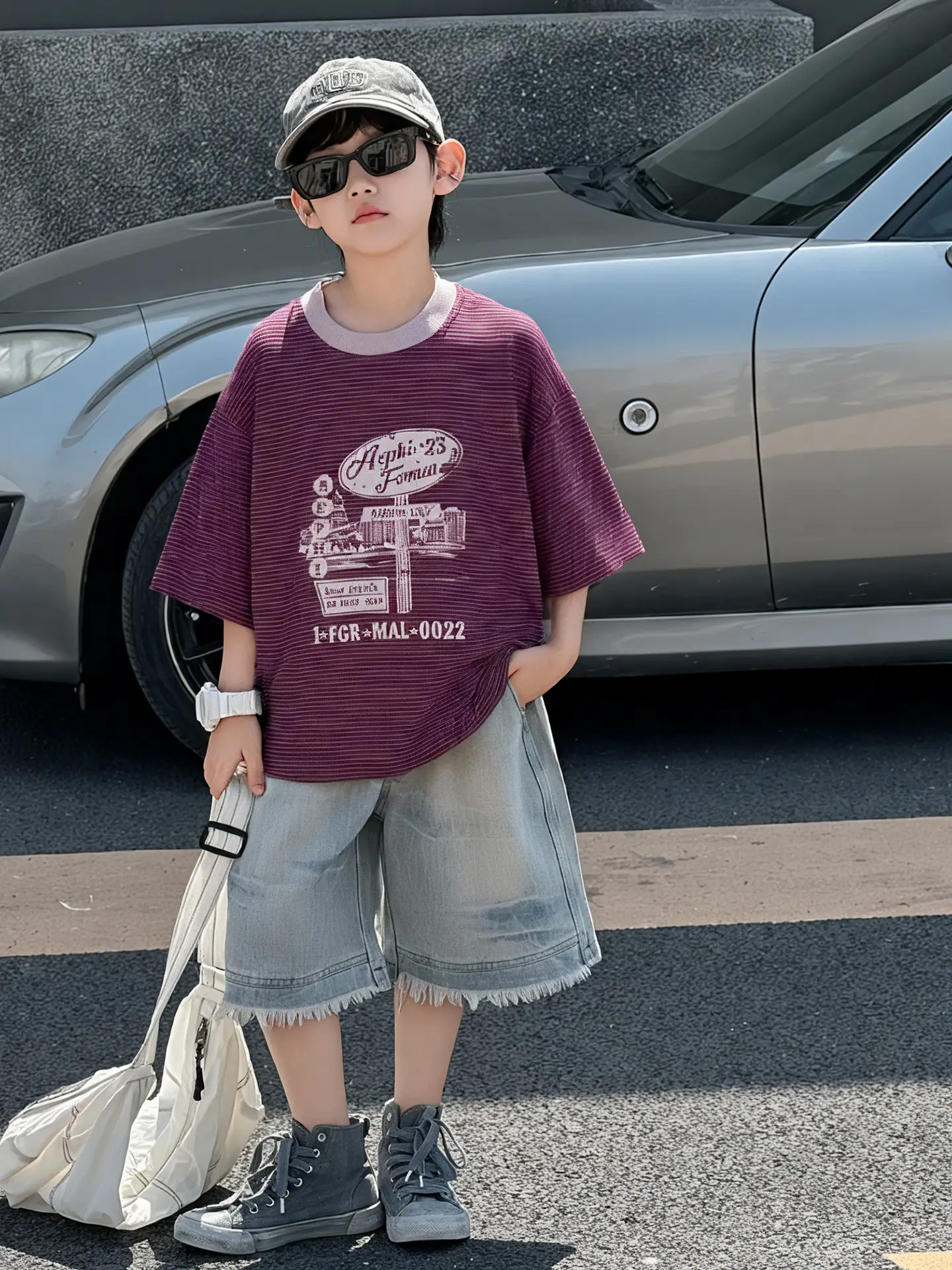 Boys Purple Graphic Short Sleeve T-Shirt Set 2025 - Image 2