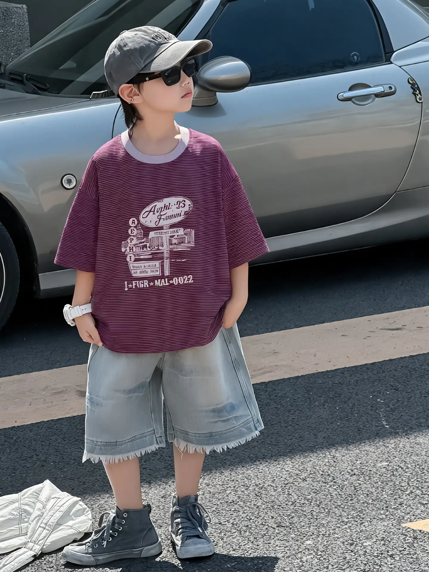 Boys Purple Graphic Short Sleeve T-Shirt Set 2025 β feature 16