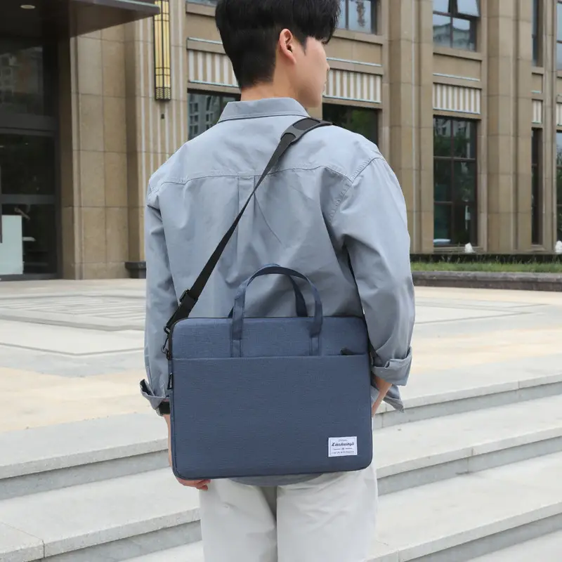 Grey Zipper Student Computer Bag Waterproof Large Capacity - Image 5