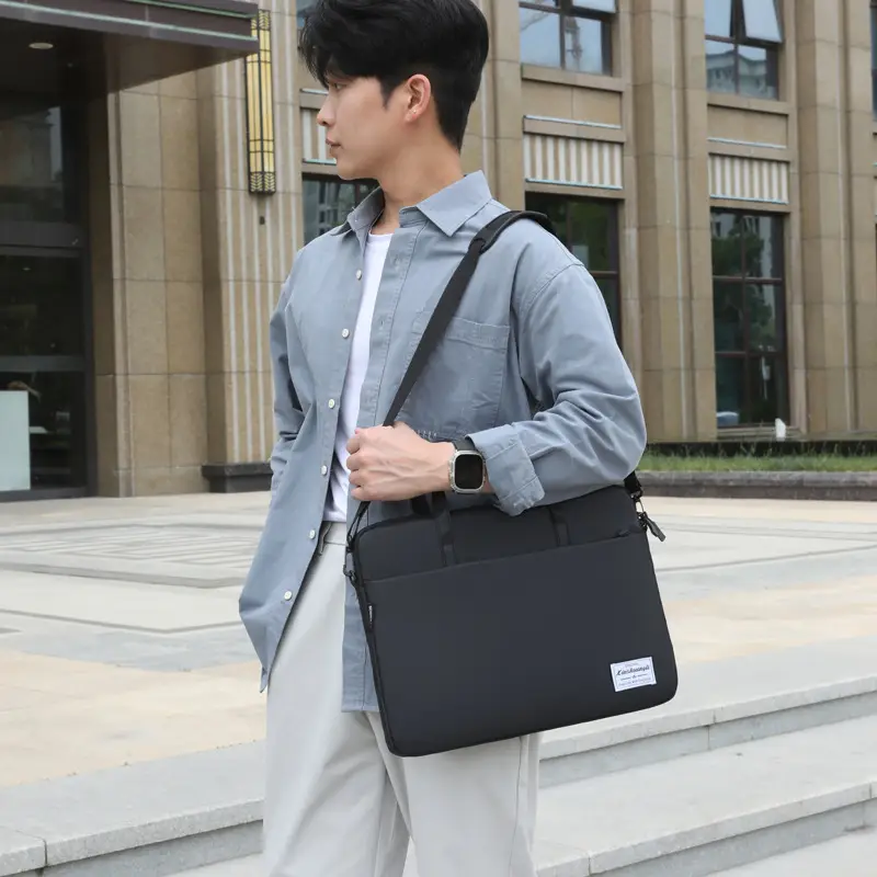 Grey Zipper Student Computer Bag Waterproof Large Capacity - Image 6