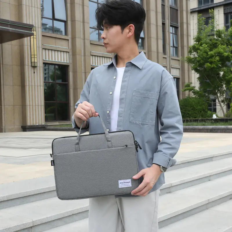 Grey Zipper Student Computer Bag Waterproof Large Capacity - Image 7