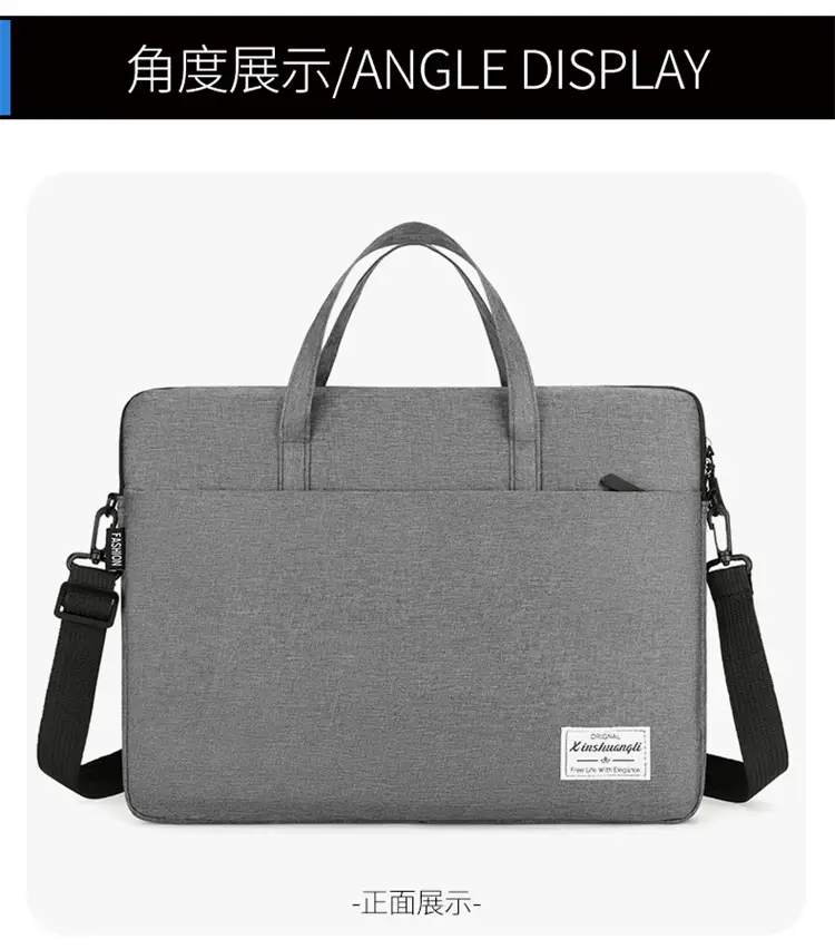 Grey Zipper Student Computer Bag Waterproof Large Capacity — feature 17