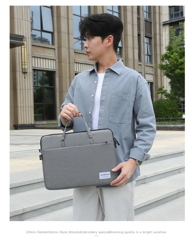 Grey Zipper Student Computer Bag Waterproof Large Capacity — feature 24