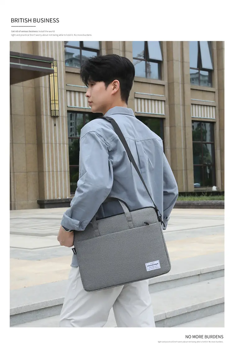 Grey Zipper Student Computer Bag Waterproof Large Capacity — feature 25
