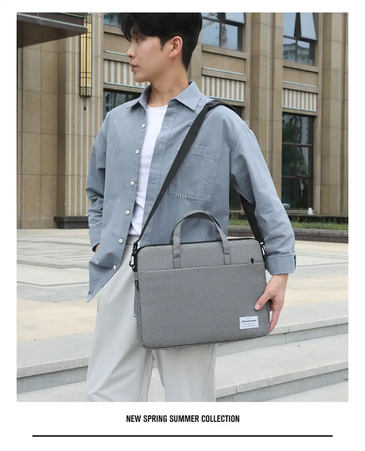 Grey Zipper Student Computer Bag Waterproof Large Capacity — feature 26