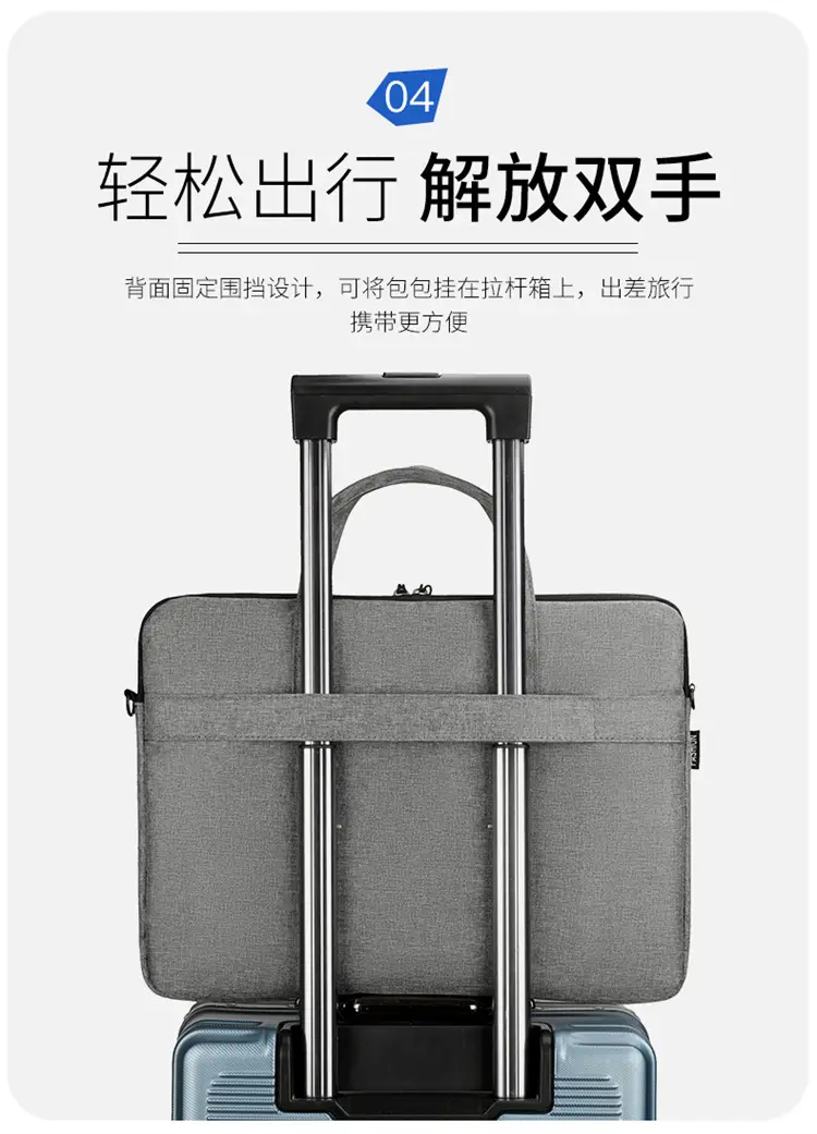 Grey Zipper Student Computer Bag Waterproof Large Capacity — feature 3