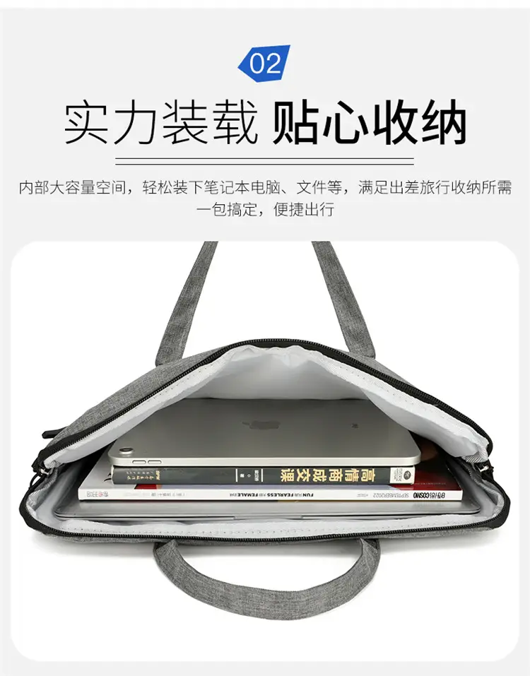 Grey Zipper Student Computer Bag Waterproof Large Capacity — feature 5