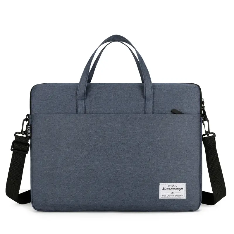 Grey Zipper Student Computer Bag Waterproof Large Capacity - Image 3