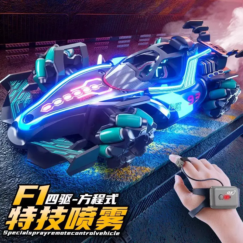 Cross-Border F1 Formula Remote Control Stunt Racing Four-Wheel Drive Light Spray Gesture Sensor Kidsren's Stunt Drift Toy Car