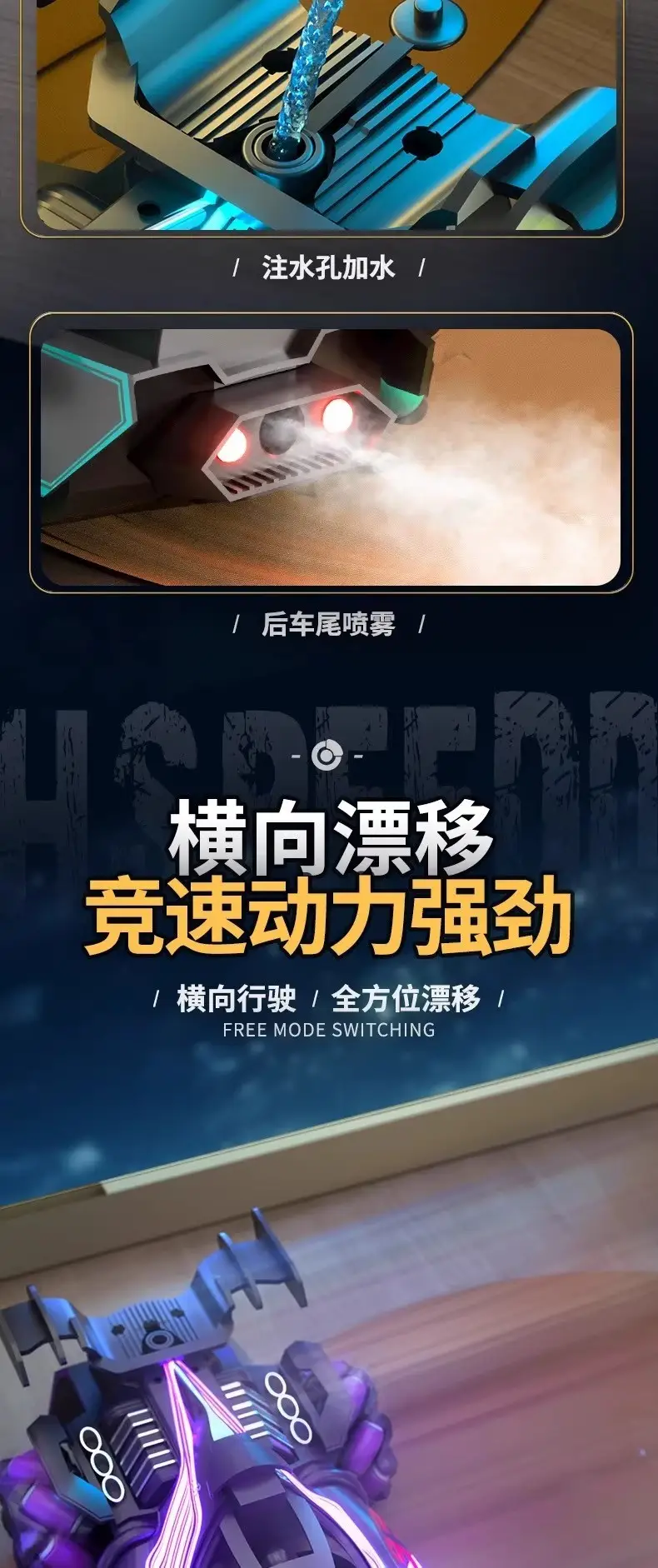 Cross-Border F1 Formula Remote Control Stunt Racing Four-Wheel Drive Light Spray Gesture Sensor Kidsren's Stunt Drift Toy Car — feature 4
