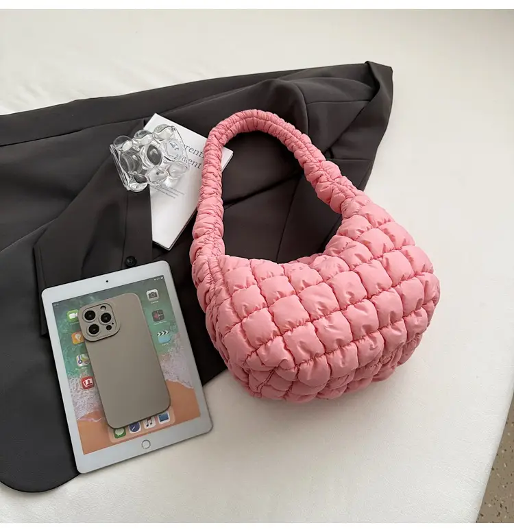 Pink Rhombus Quilted Handbag for Women — feature 27