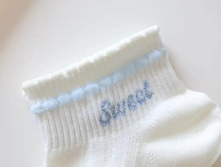 light blue Bow Mesh Socks Women's Socks Summer Pure Cotton Thin Breathable Milk White Shallow Mouth Boat Socks Sweet Japanese — feature 12