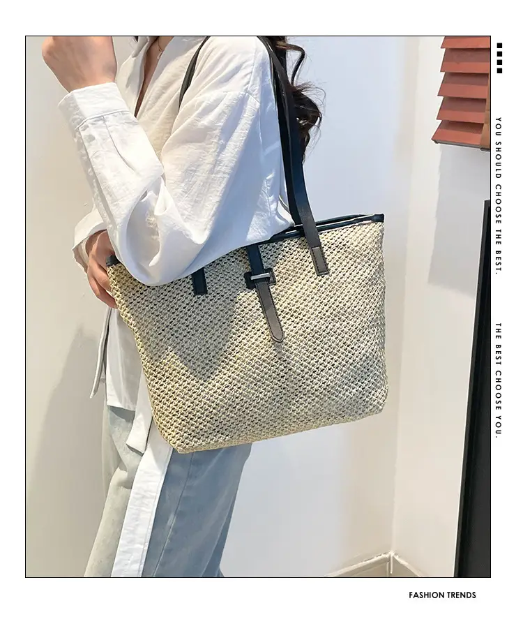 Fashionable Woven Shoulder Bag 2025 New Large Capacity — feature 1