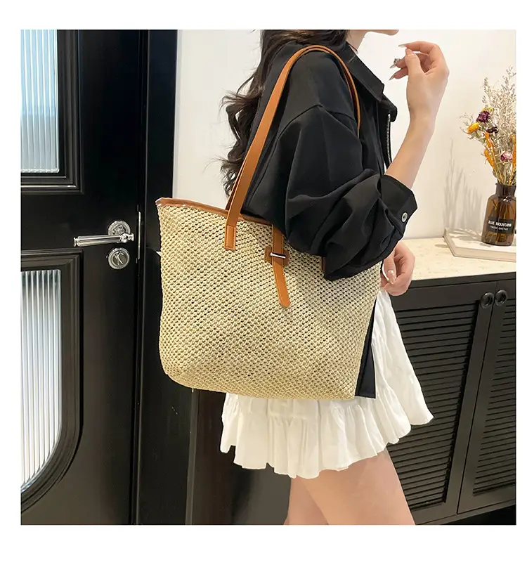 Fashionable Woven Shoulder Bag 2025 New Large Capacity — feature 12