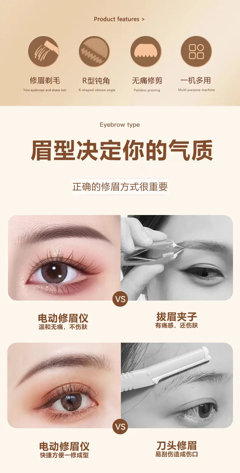 Digital Eyebrow Trimmer with USB Charging & 4 Blades — feature 4