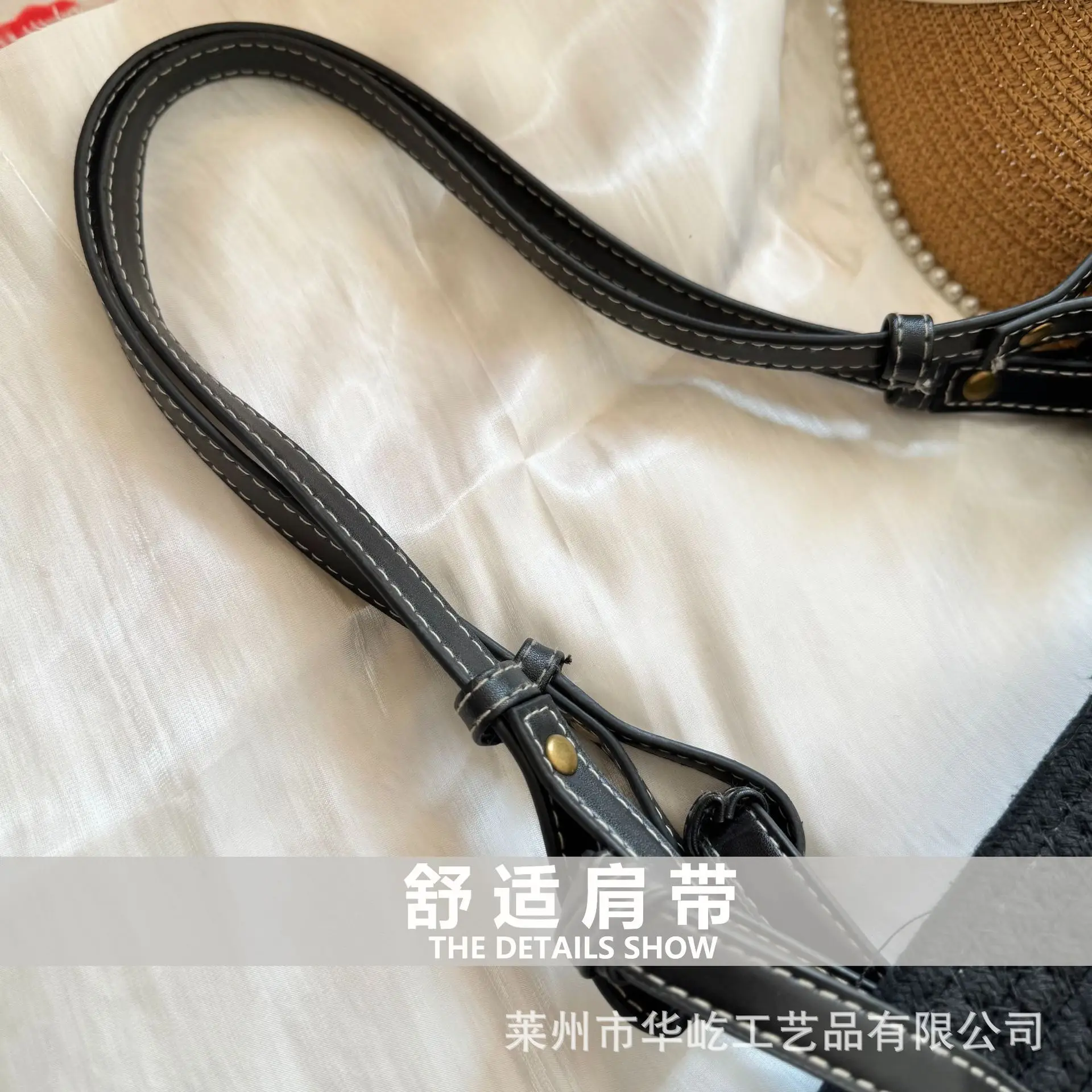 Women Woven Bag Black Beige Large Capacity Tote — feature 3