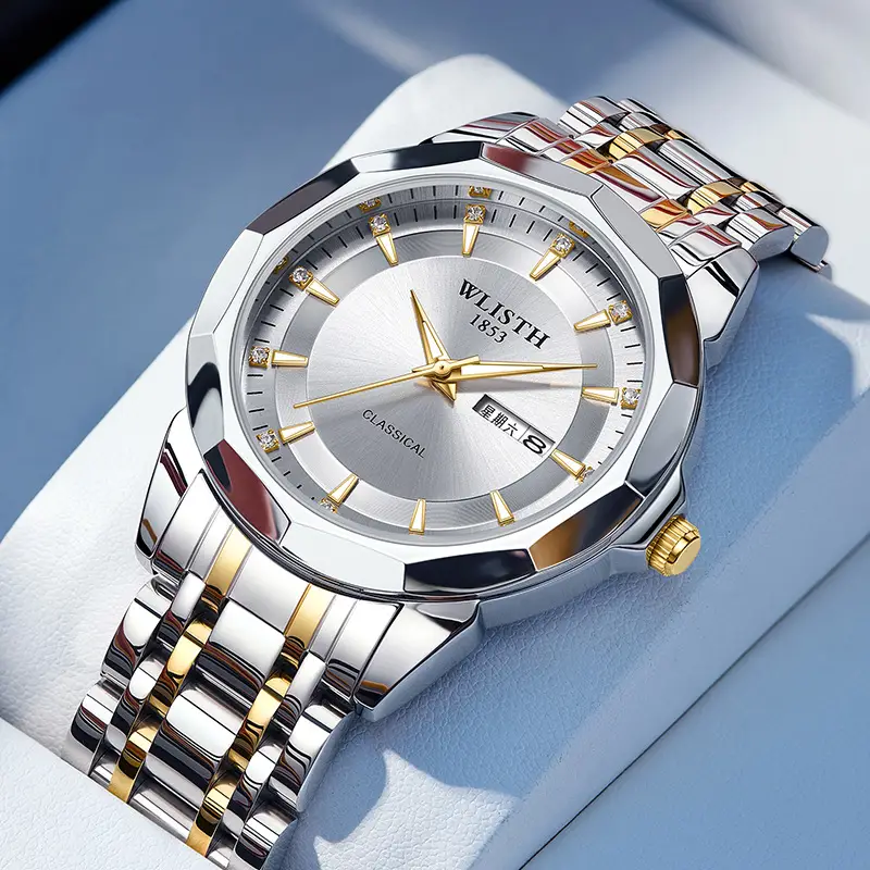 Men's Stainless Steel Quartz Watch with Belt