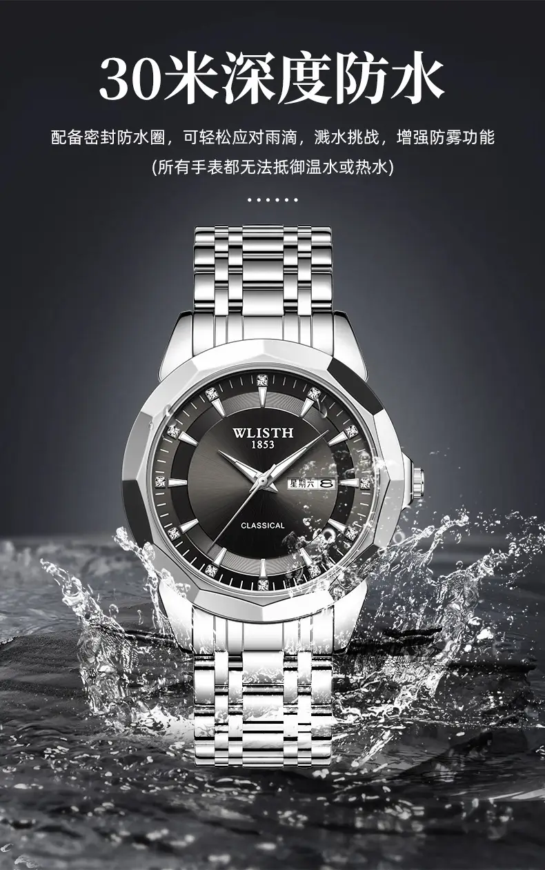 Men's Stainless Steel Quartz Watch with Belt — feature 10