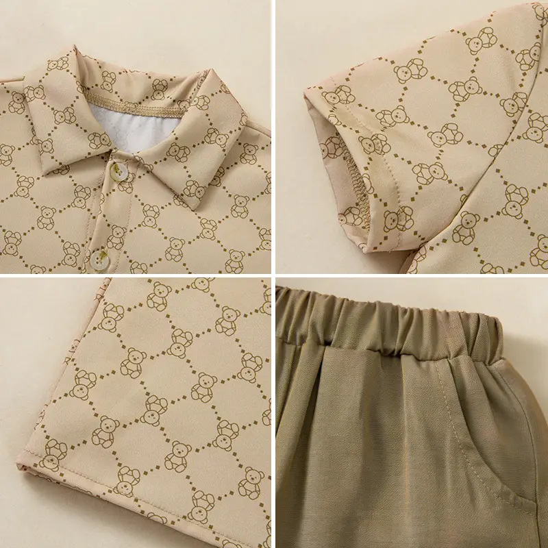 Children's Summer T-Shirt Set 2-6Yrs Beige Bow Accessory - Image 4