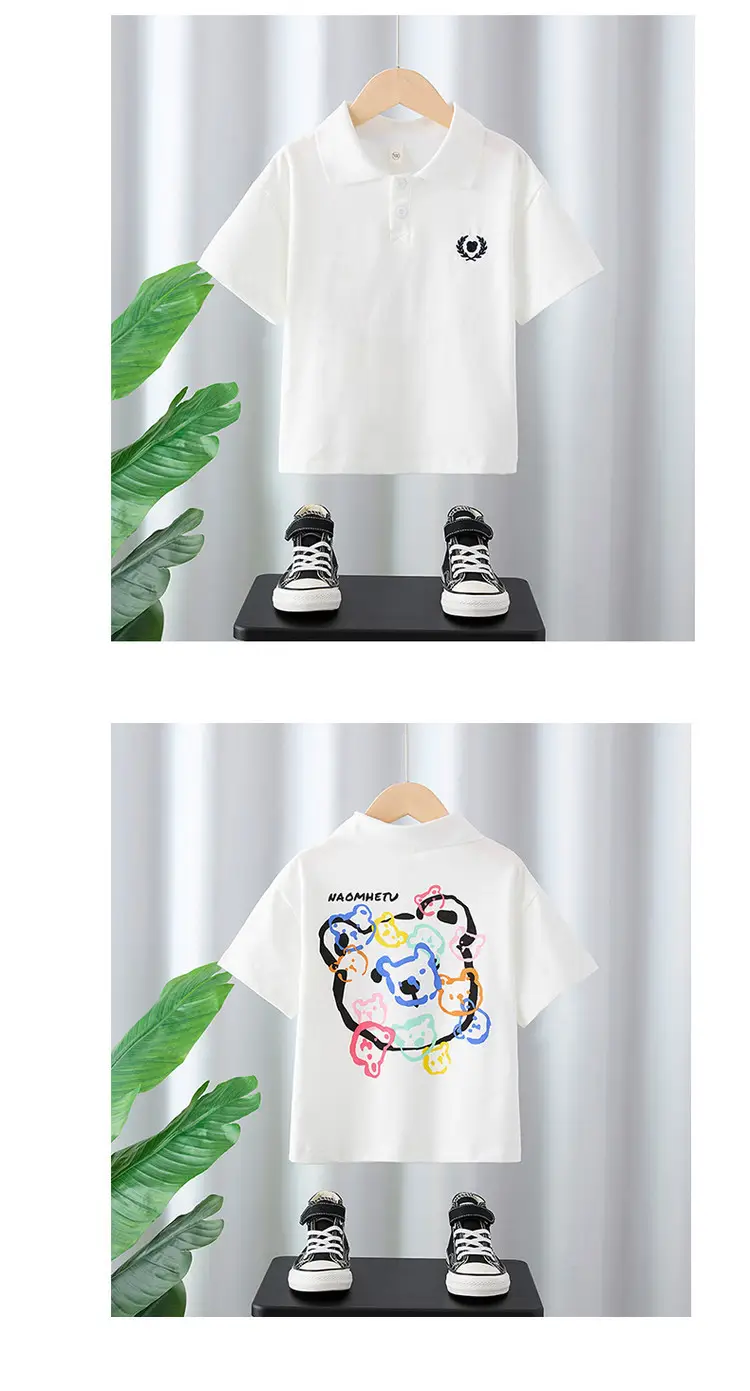Boys White Cotton T-Shirt 2025 Summer Thin Half Sleeve — feature 9