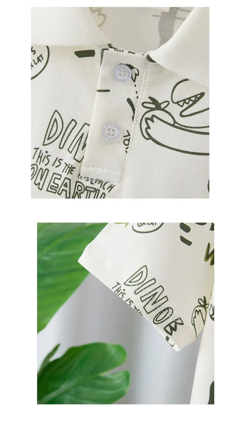 Children's Dino Printed Polo Shirt White Summer Boys 2025 — feature 11