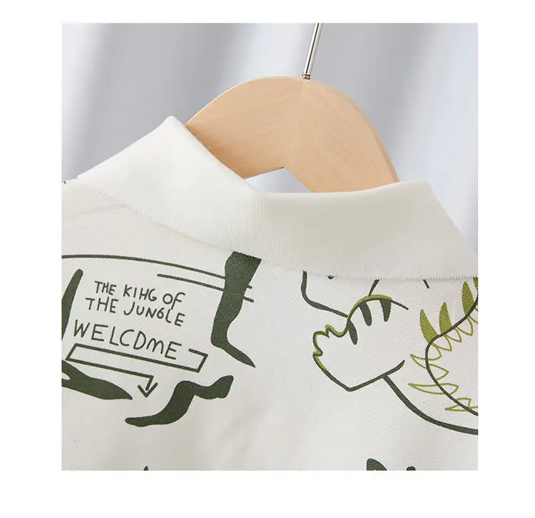 Children's Dino Printed Polo Shirt White Summer Boys 2025 — feature 14
