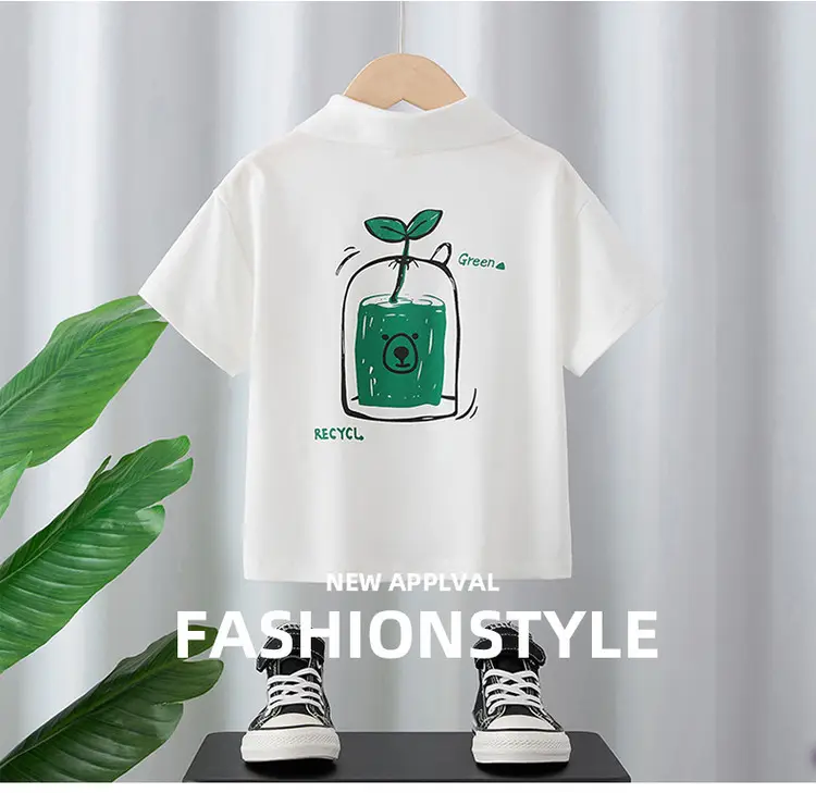 Boys Pure Color T-Shirt Summer 2025 Medium Large Kids — feature 1
