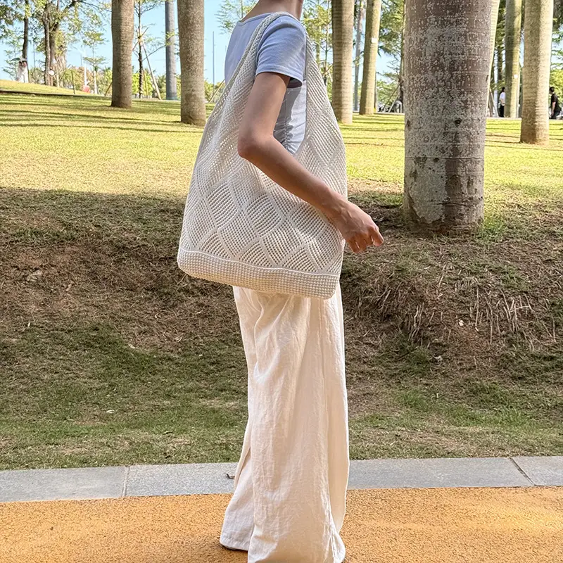 Knitted Crossbody Bag Women Beach Wear Hollow Solid Color - Image 8