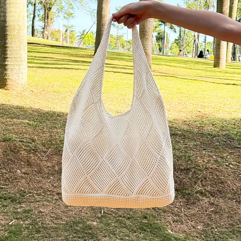 Knitted Crossbody Bag Women Beach Wear Hollow Solid Color - Image 10