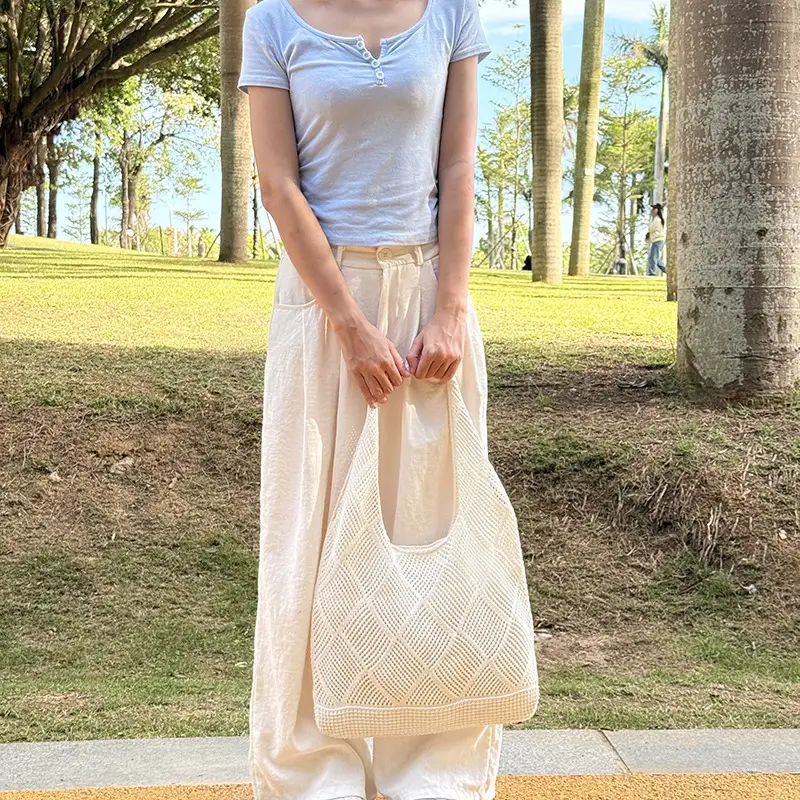 Knitted Crossbody Bag Women Beach Wear Hollow Solid Color — feature 10