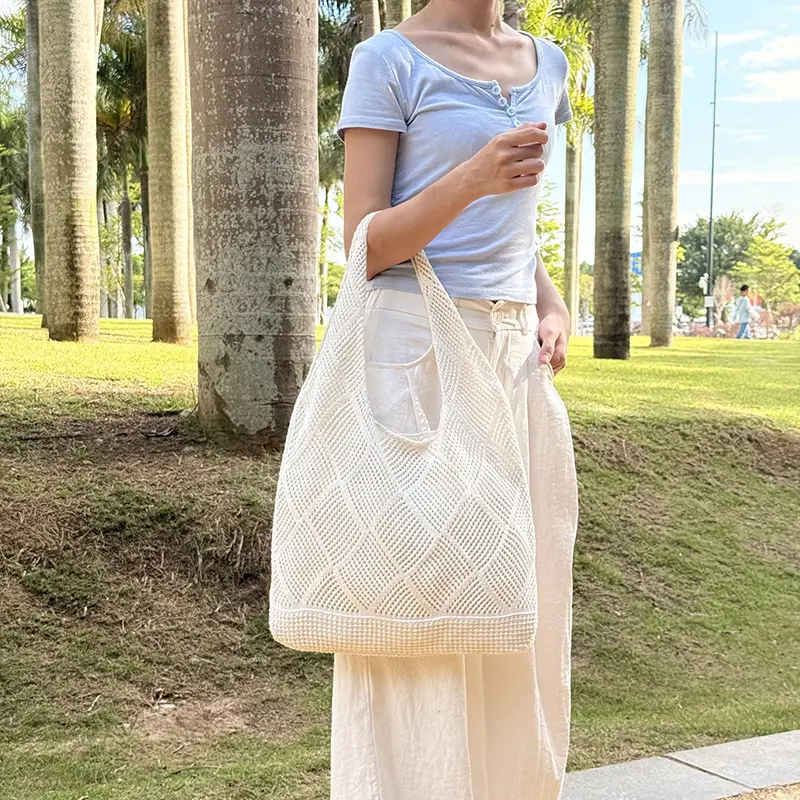 Knitted Crossbody Bag Women Beach Wear Hollow Solid Color — feature 12